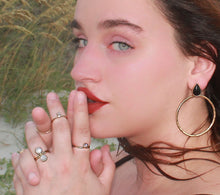 Load image into Gallery viewer, Lita Hammered Hoops // Black Onyx