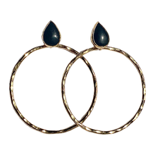 Load image into Gallery viewer, Lita Hammered Hoops // Black Onyx