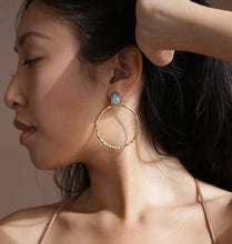 Load image into Gallery viewer, Hammered Hoops // Amazonite