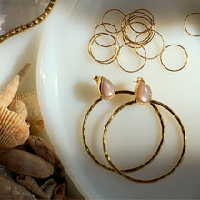 Load image into Gallery viewer, Lita Hammered Hoops // Peach Moonstone