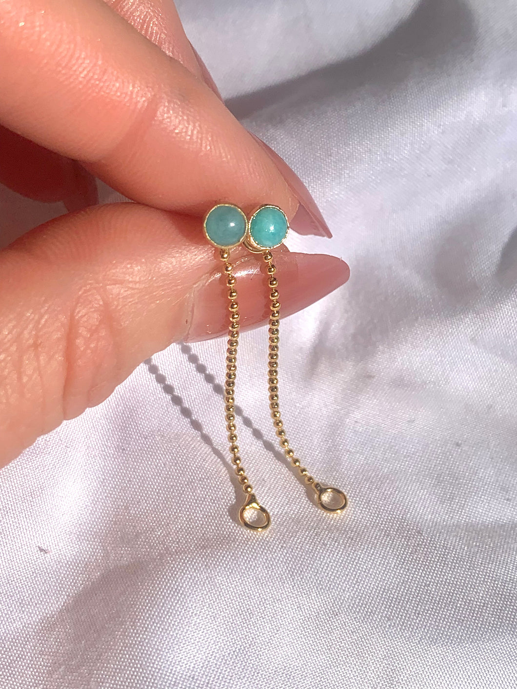 CONVERTIBLE CHAIN EARRINGS // amazonite