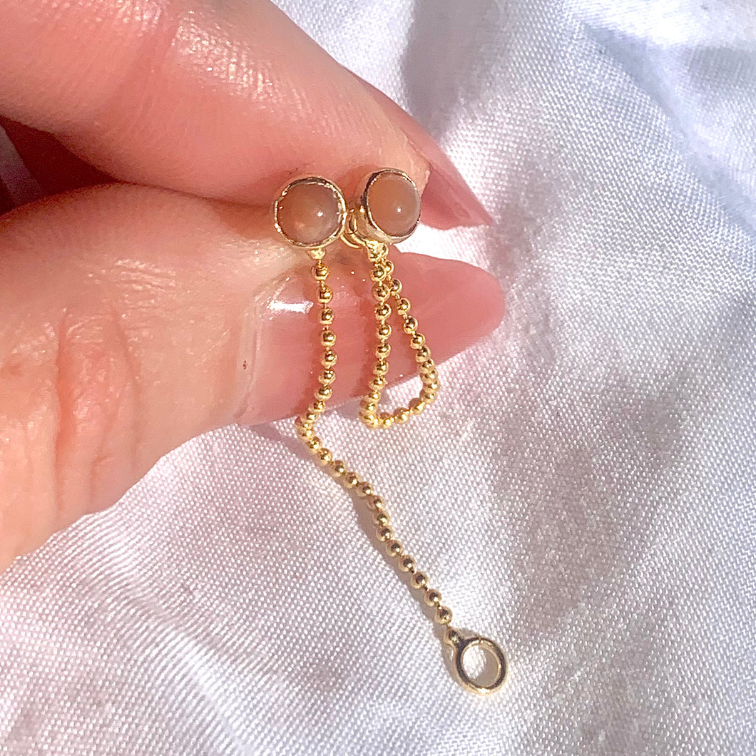 CONVERTIBLE CHAIN EARRINGS // peach moonstone