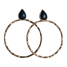 Load image into Gallery viewer, Lita Hammered Hoops // Black Onyx
