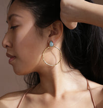 Load image into Gallery viewer, Hammered Hoops // Amazonite
