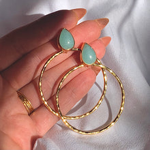 Load image into Gallery viewer, Hammered Hoops // Amazonite
