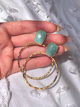 Load image into Gallery viewer, Amazonite Hammered hoops
