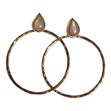 Load image into Gallery viewer, Hammered Hoops // Peach Moonstone
